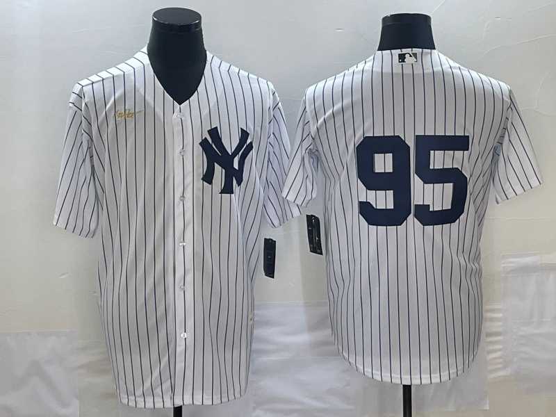Men%27s New York Yankees #95 Oswaldo Cabrera White No Name Throwback Stitched MLB Cool Base Nike Jersey->new york yankees->MLB Jersey